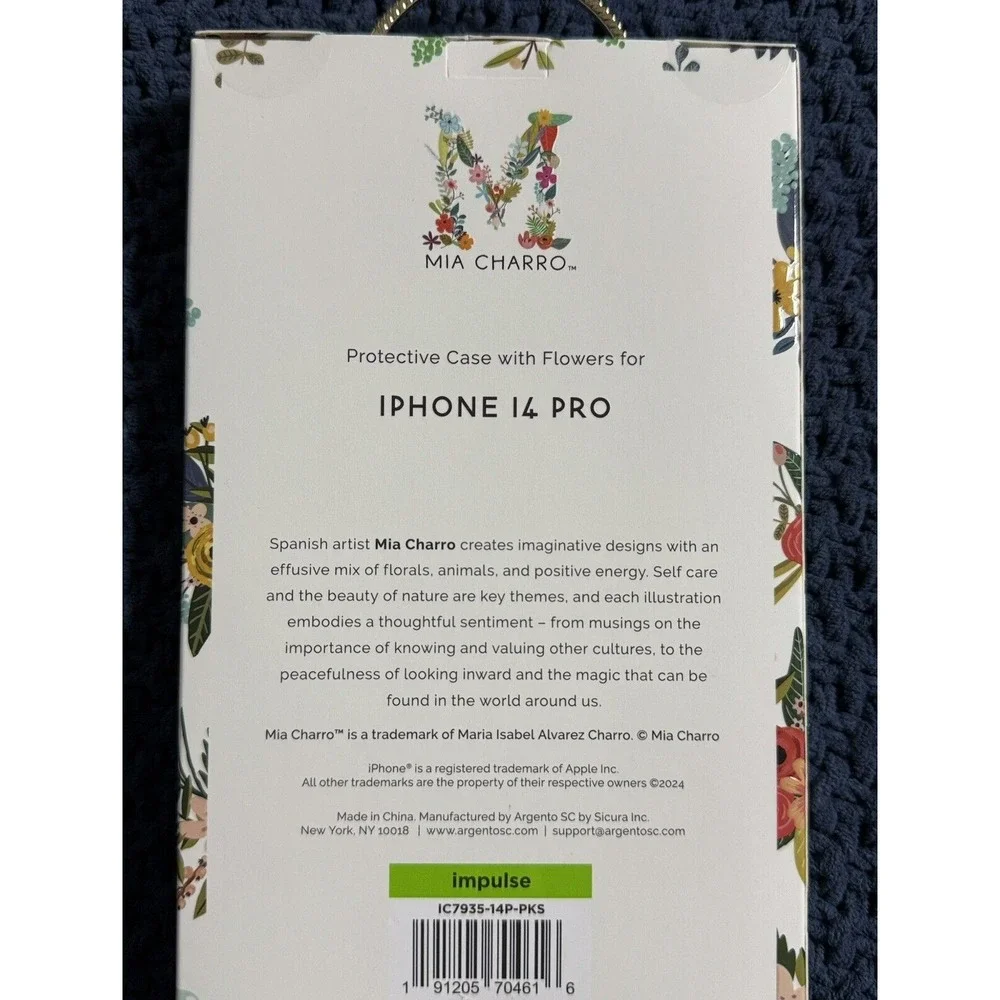 Mia Charro iPhone 14 Pro Case – Floral Protective Cover, Slim Fit, New‎